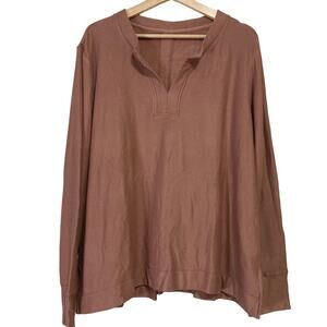 A618087 CUDDL DUDS Cozy Jersey Fleece Split-V Pullover Mink Taupe XL